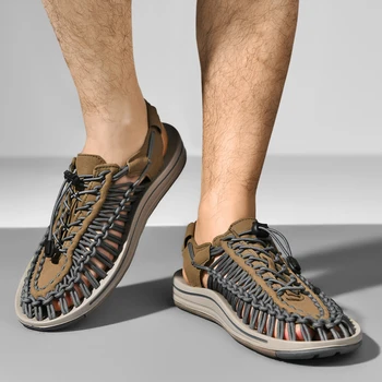 Мъжки обувки в продажба 2023 Висококачествен Рим Нови мъжки сандали Летни външни еластична лента Дишащи ежедневни сандали Мъжки плоски