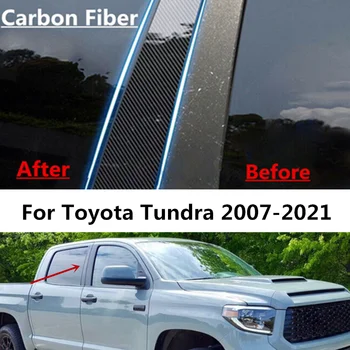 Нов 4бр / комплект от въглеродни влакна Window Pillar Post Door Trim Cover за Toyota Tundra 2007-2021