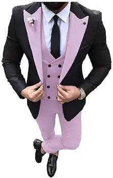 Официален бизнес мъже костюми костюм връх ревера младоженец сватба мъже костюми Tuxedos Terno Masculino абитуриентски блейзър 3 броя