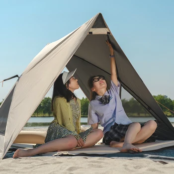 Плажна палатка Плажен сенник Открит слънчев подслон Плажен парк Трайна лека вентилация с чанта за носене за игра край морето