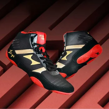 Професионални ботуши за борба за двойки Черни дишащи боксови обувки Мъже Жени Спортни маратонки Унисекс дизайнер Бойна обувка