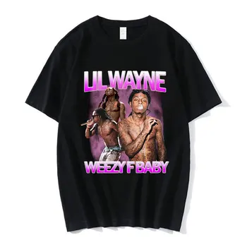 Рапърът Lil Wayne Weezy F Бебешка графична тениска Мъже Дамско облекло Винтидж пънк къс ръкав извънгабаритна тениска Хип-хоп улично облекло