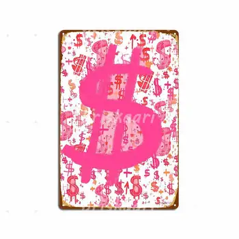Розови доларови знаци Метални знаци Кино Кухня Персонализиран бар Пещерна живопис декор Метални плакати