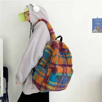руно струпване зимни раници за женски малък размер случайни пътуване bookbag момиче NEW Mochila