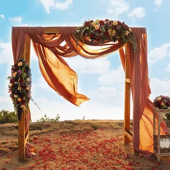 Сватбена арка драперия за външна градина Парти парти церемония Приемни консумативи Марля шифон прежда драпиране завеса