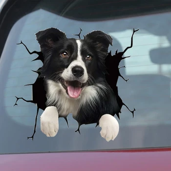 Стикер за кола Автоматично задно стъкло кученце счупени прозорци стикери Електростатична 3D симулация Френски булдог кола стикери винил ваденки