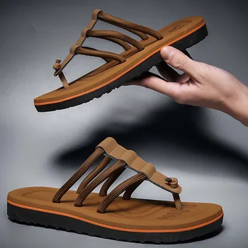 Стилни джапанки за мъже Неплъзгащи се износоустойчиви плажни обувки за къмпинг