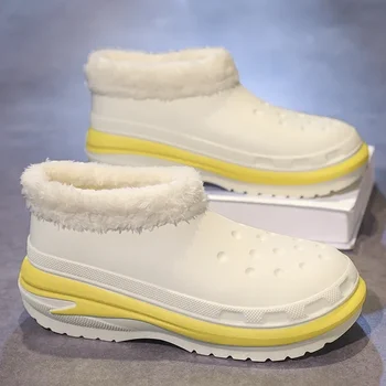 Унисекс зимни домашни памучни обувки Slip on Keep Warm High Top Fur Slippers Леки дебели подметки за мъже и жени Размер 36-45