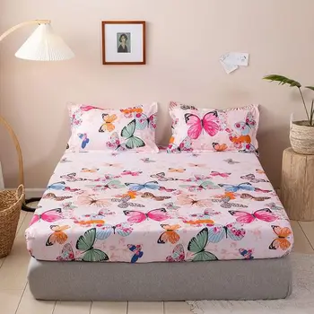 Цветна пеперуда Шапка за легло с пълно покритие Единична 1.8m 2m Покривало за легло 1.5m Легло 2m X 2.2m Simmons Защитно двойно Multi Bedcover