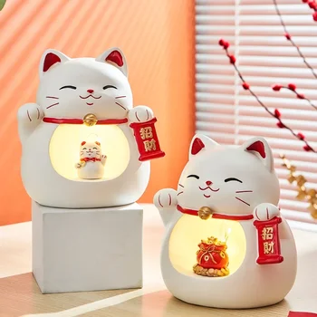 японски декор за стая керамичен орнамент Kawaii Аксесоари maneki neko късмет котка сладък късмет котка скулптура Начало Декорация Подарък