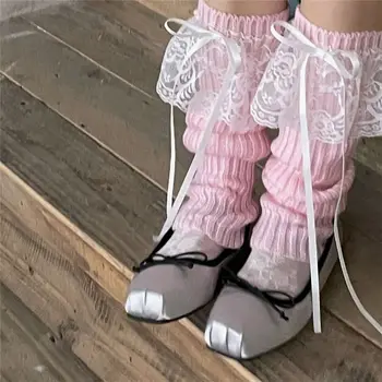 японски за жени женски трикотаж купчина купчина чорапи Лолита лък крак капак крака нагреватели крака топли чорапи коляното